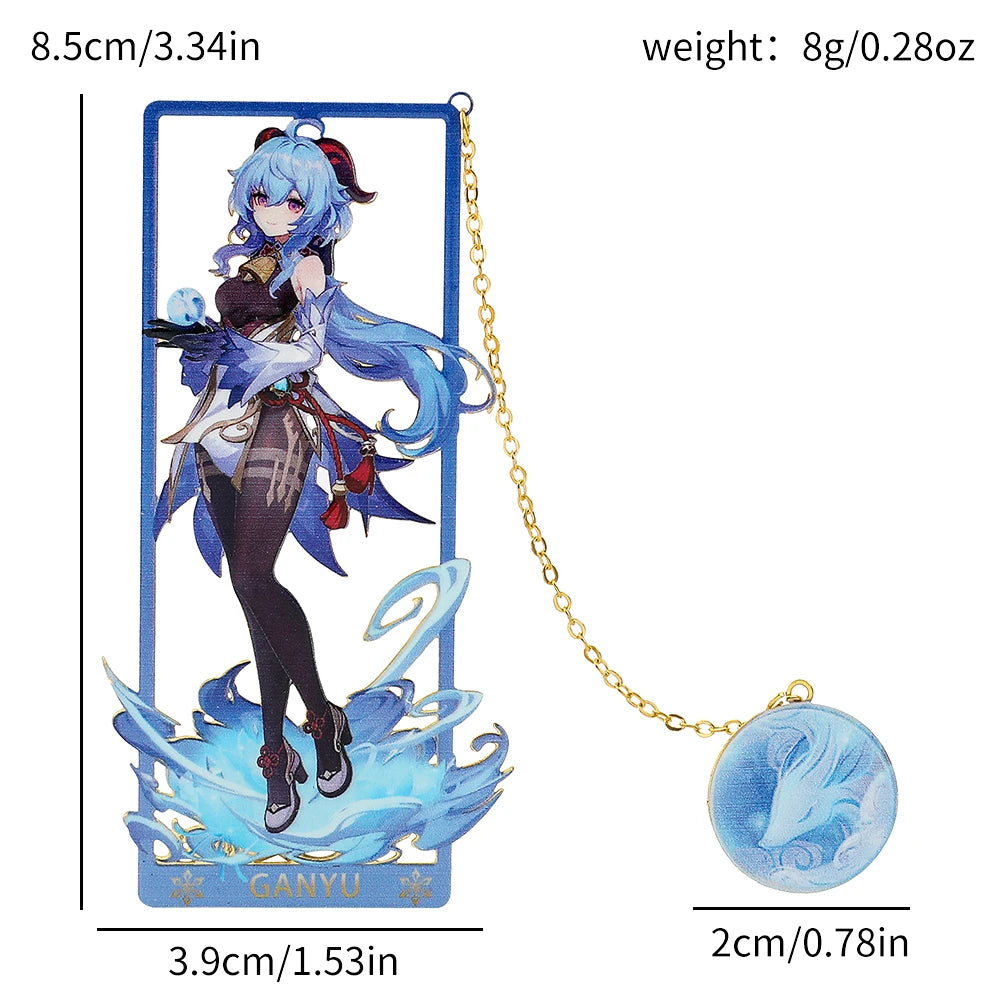 Genshin Impact Metal Bookmark – Elegant Anime Page Marker, Collectible Gift for Book Lovers & Fans