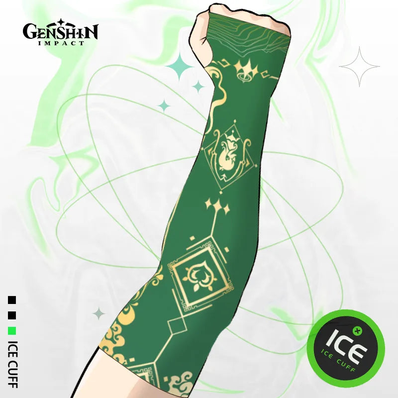 Game Impact Arm Sleeves Ice Silk Fabric Breathable Quick Dry Running Sportswear Sun UV Protection Long Arm Cover Arm Sleeves