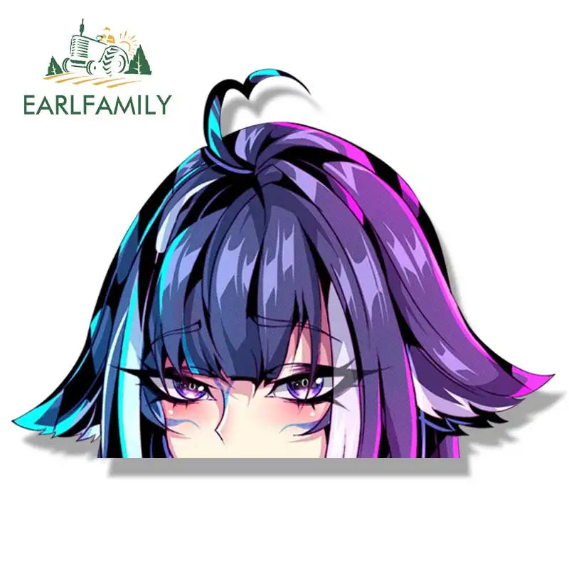 EARLFAMILY Bikini Shylily Fanart Car Sticker Sketch Waifu NSFW Gyaru Girl Peek Decal JDM Motorcycle Graffiti Peeker Stickers