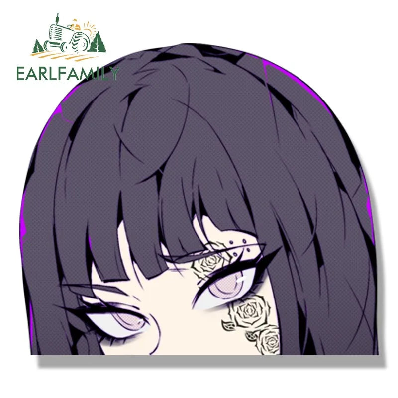 EARLFAMILY Tattoo Ninja Hinata Fanart Car Sticker Anime Sketch Art Hyuuga Hinata Decal JDM Cartoon Peeker Graffiti Stickers