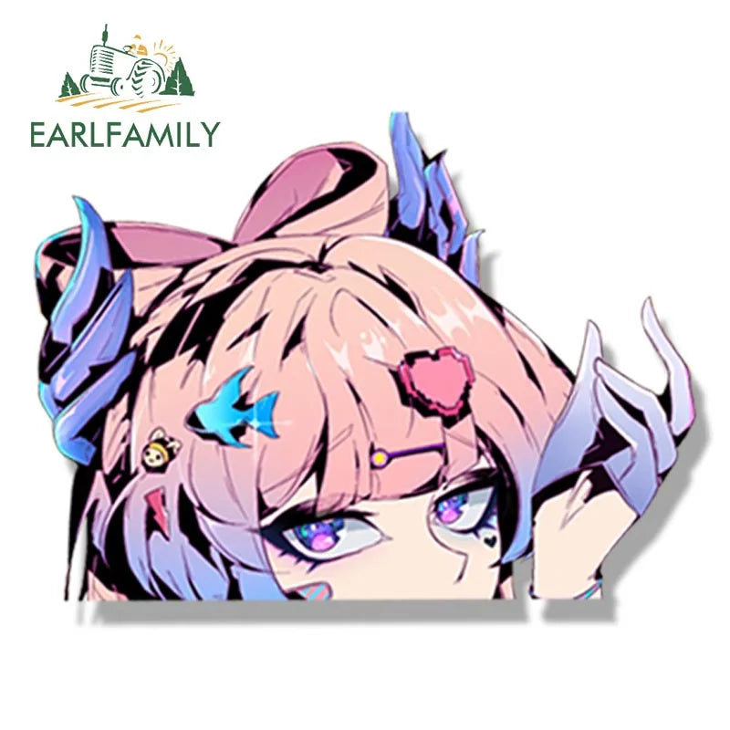 EARLFAMILY Sangonomiya Kokomi Streetwear Peeker Car Sticker Anime Genshin Impact Waifu Fanart Decal JDM Cartoon Peek Stickers