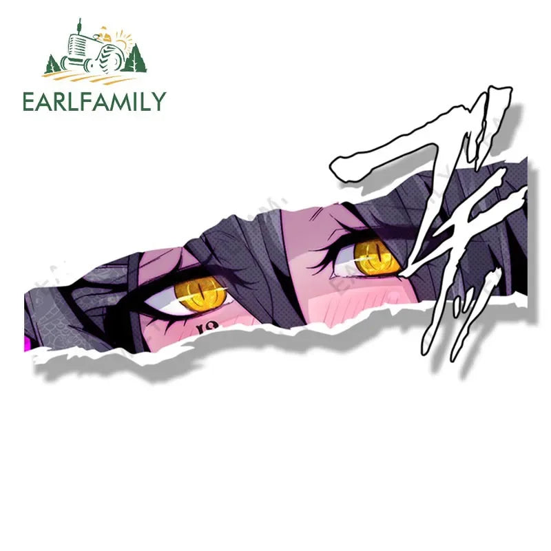EARLFAMILY Gyaru Albedo Fanart Car Sticker Anime Sketch Waifu Decal JDM Cartoon Peek Girl Graffiti Stickers Car Wrap