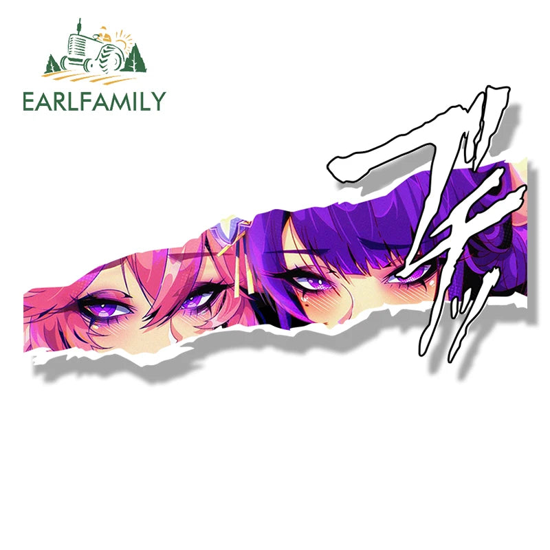 EARLFAMILY Bathrobe RaidenShogun YaeMiko Fanart Car Sticker Genshin Impact Waifu Decal Graffiti Cartoon Peek Girl NSFW Stickers