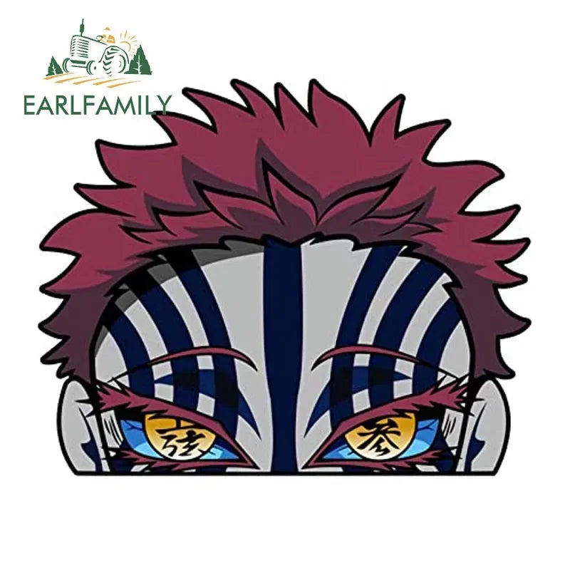 EARLFAMILY 13cm x 10.5cm Akaza Peeker Car Sticker Anime Big Head Decal JDM Car Window Motorcycle Helmet Decoration