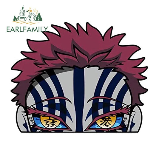 EARLFAMILY 13cm x 10.5cm Akaza Peeker Car Sticker Anime Big Head Decal JDM Car Window Motorcycle Helmet Decoration