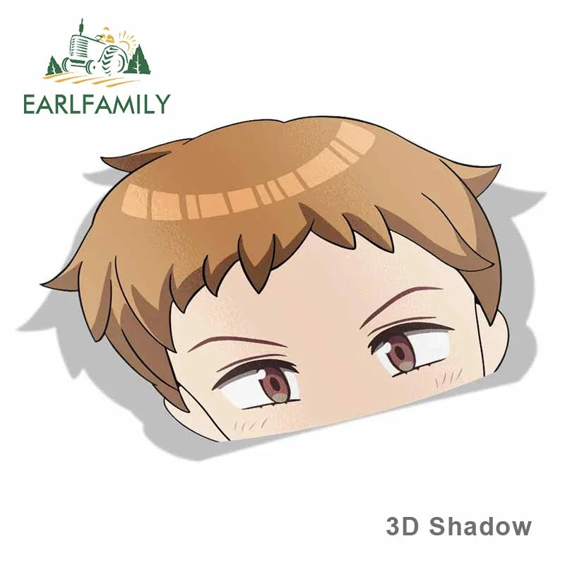 EARLFAMILY  Anime King Peek Anime Big Head Vinyl Transfer Bumper Car Sticker JDM Window Trunk Decal