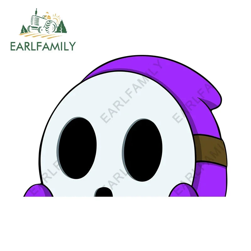 EARLFAMILY 13cm x 9cm Cartoon Shy Guy Peeker Car Sticker Chibi Big Head Decal JDM Window Car Bumper Graffiti Decoration