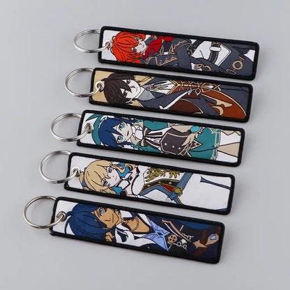 Genshin Impact Embroidered Keychain – Fashion Key Tag for Cars, Motorcycles, Bags & Backpacks, Key Ring