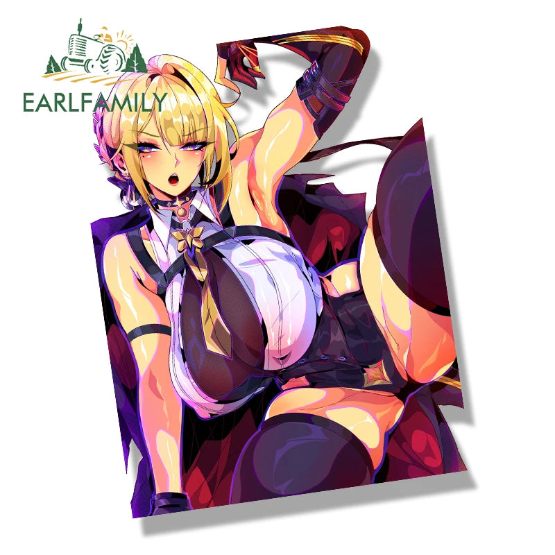 EARLFAMILY Ahegao Evelyn Fanart Car Sticker Zenless Zone Zero Sketch Waifu Decal JDM Funny Peek Girl Graffiti Slap Stickers