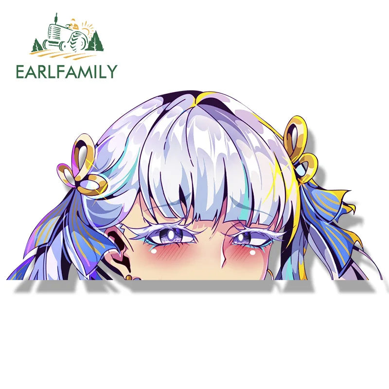 EARLFAMILY Ahegao Jinhsi Fanart Car Sticker WutheringWaves Chibi Big Head Waifu Decal Gyaru Girl NSFW Peeker Stickers