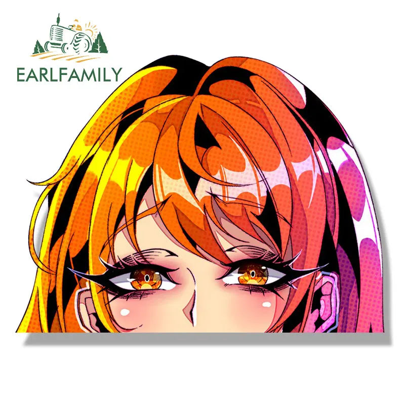 EARLFAMILY Bikini Nami Fanart Car Sticker Anime Pirate King Tattoo Girl Decal JDM Cartoon Peeker Graffiti Sexy NSFW Stickers