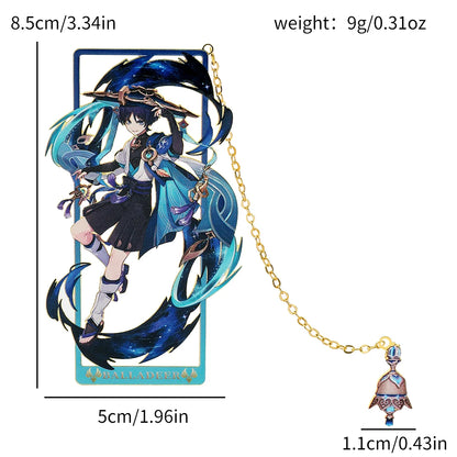 Genshin Impact Metal Bookmark – Elegant Anime Page Marker, Collectible Gift for Book Lovers & Fans