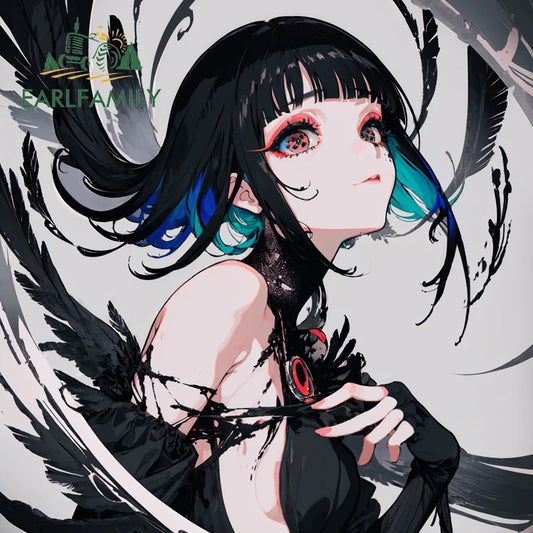 EARLFAMILY Cartoon Lori Fanart Car Sticker Original Peacock Princess Decal Ink Painting Girl Graffiti Window Stickers Car Wrap