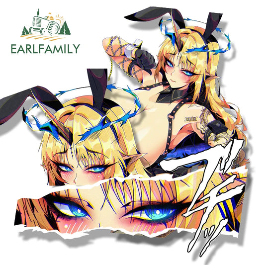 EARLFAMILY Bunny Fleurdelys Fanart Car Sticker Wuthering Waves Sketch Waifu Decal JDM Cartoon Peek Girl Graffiti Slap Stickers