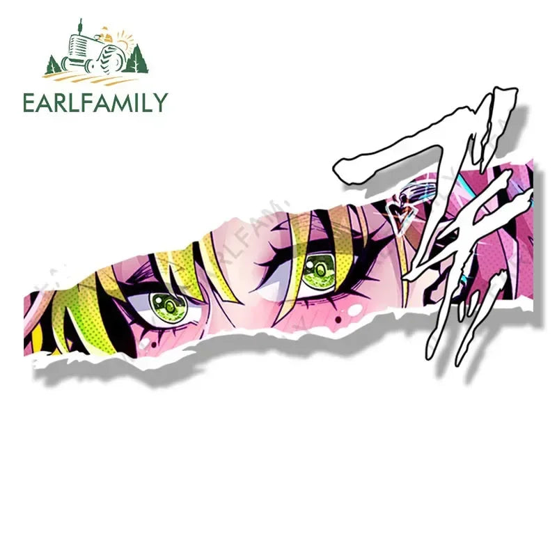 EARLFAMILY Gothic Kanroji Mitsuri Fanart Car Sticker Anime Waifu Peeker Decal JDM Ahegao Girl Graffiti Stickers