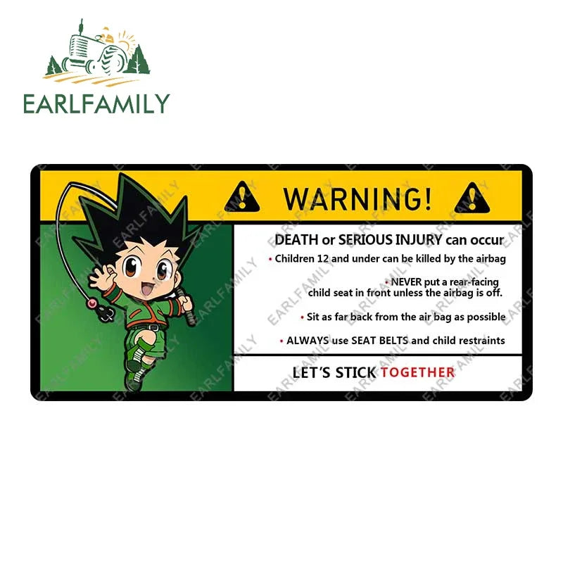 EARLFAMILY 15cm x 8.2cm Cartoon Anime Car Sticker for GON FREECSS Warning Decal Vinyl JDM Window Trunk Stickers Car Wrap