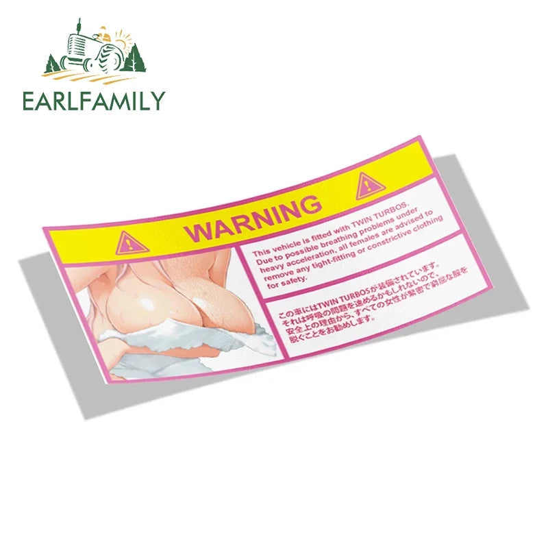 EARLFAMILY Car Sticker for Super Sonico Warning Slap Stickers Anime Vinyl JDM Rear Windshield Bumper Decal Car Accessories
