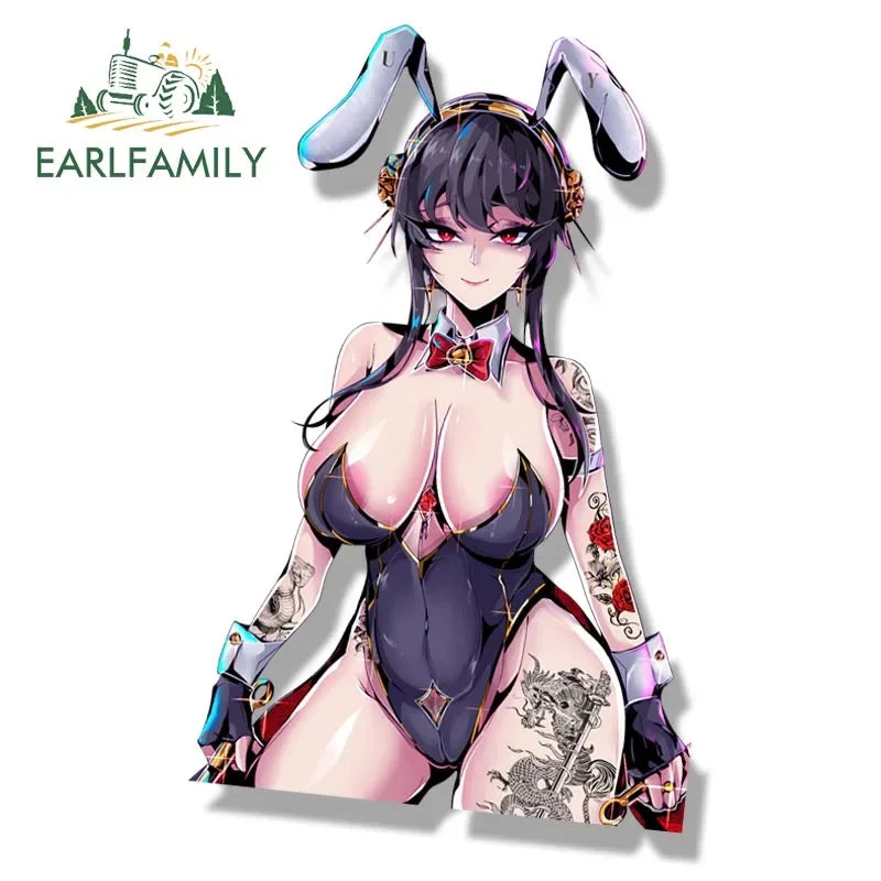 EARLFAMILY Gothic Yor Forger Fanart Car Sticker Anime Sketch Waifu Decal JDM Cartoon Peeker Killer Sticker Car Wrap