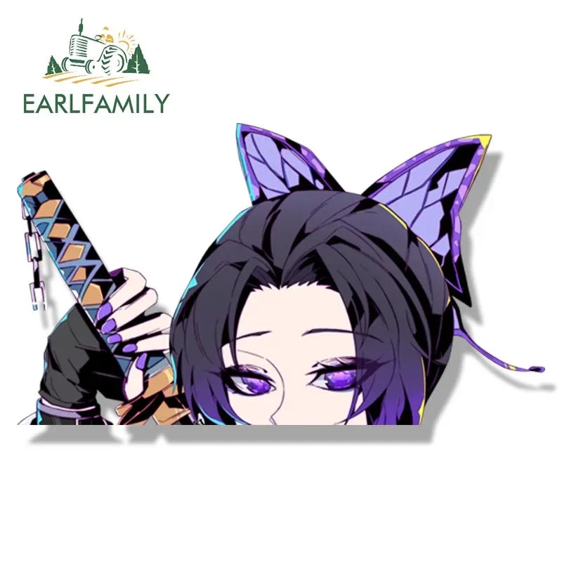 EARLFAMILY Gothic Kochou Shinobu Fanart Car Sticker Anime Tattoo Ninja Decal JDM Cartoon Peeker Graffiti Stickers