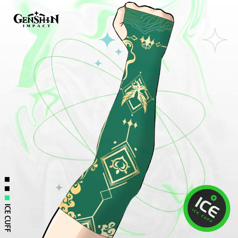 Game Impact Arm Sleeves Ice Silk Fabric Breathable Quick Dry Running Sportswear Sun UV Protection Long Arm Cover Arm Sleeves