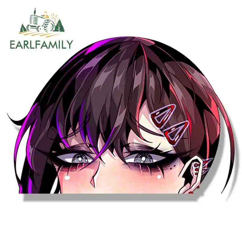 EARLFAMILY Gothic Kobeni Fanart Car Sticker Anime Sketch Waifu Decal JDM Tattoo Ahegao Girl Graffiti Peek Stickers