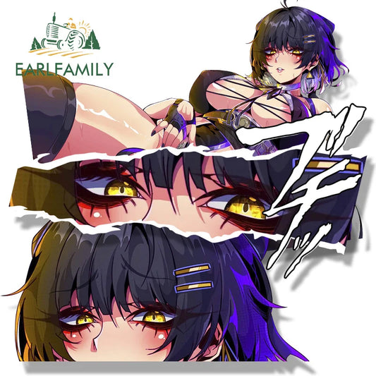 EARLFAMILY Gyaru Rover Fanart Car Sticker Wuthering Waves Chibi Big Head Sketch Decal Ahegao Girl Waifu Peeker Graffiti Stickers