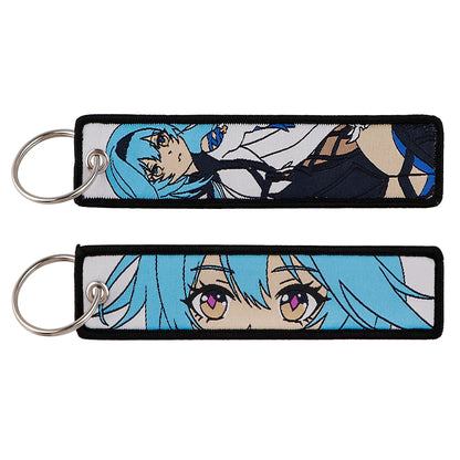 Genshin Impact Embroidered Keychain – Fashion Key Tag for Cars, Motorcycles, Bags & Backpacks, Key Ring