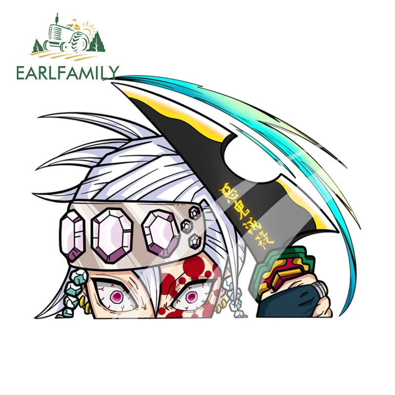 EARLFAMILY 3D INOSUKE HASHIBIRA FIGHT ME Anime Peeking Car Sticker Motorcycle Car Bumper Decal Cartoon Car Wrap