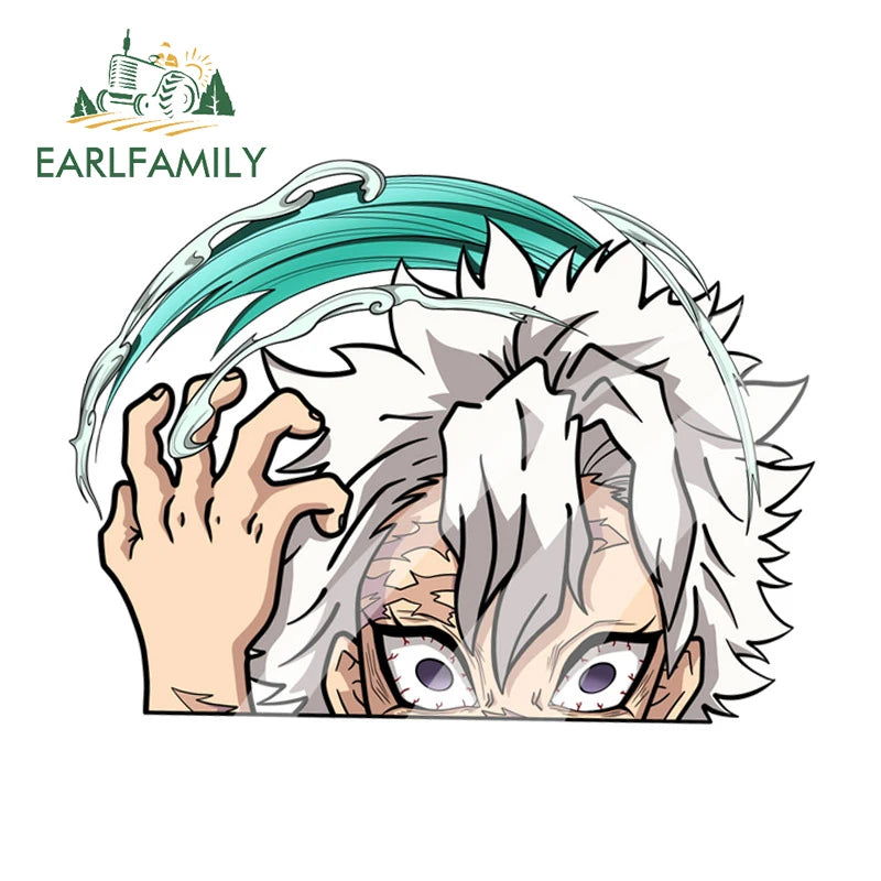 EARLFAMILY 3D INOSUKE HASHIBIRA FIGHT ME Anime Peeking Car Sticker Motorcycle Car Bumper Decal Cartoon Car Wrap