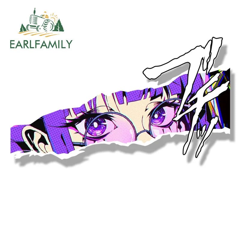 EARLFAMILY Gothic Punk Fern Fanart Car Sticker Hot Anime Sketch Waifu Decal Chibi Big Head Peek Girl Graffiti Cartoon Stickers