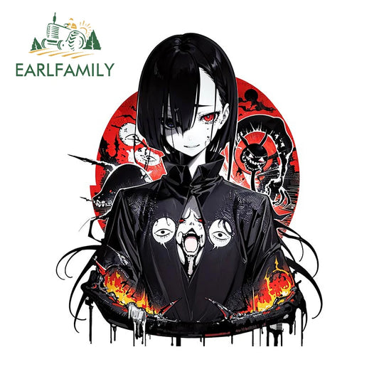 EARLFAMILY Cartoon Puppet Mage Car Sticker Original Demon Summon Decal JDM Car Racing Graffiti Gothic Waifu Stickers