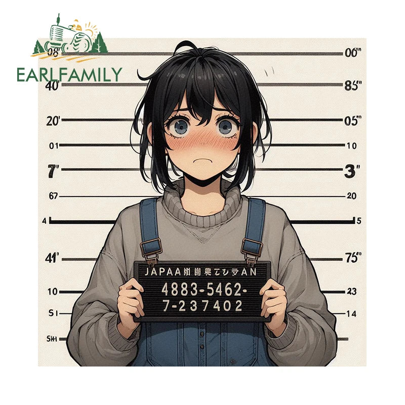 EARLFAMILY 13cm x 8.5cm Mia Fey Prisoner Car Sticker Anime Case #562378 LA County Police Department Decal Cartoon Car Styling