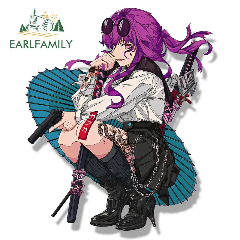 EARLFAMILY Kafka Fanart Car Sticker Honkai Star Rail Chibi Big Head Waifu Decal Cartoon Peek Girl Graffiti Slap Stickers
