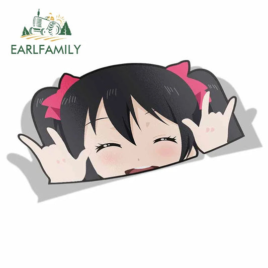 EARLFAMILY 13cm x 7.4cm for Nico Yazawa Peek Anime Big Head Vinyl Cartoon Car Sticker JDM Window Car Trunk Decal