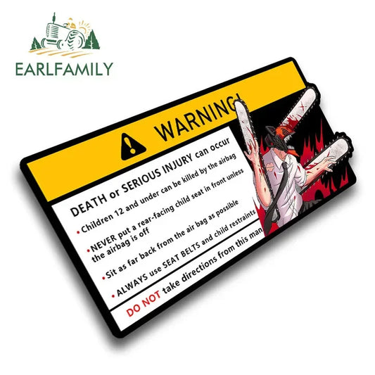 EARLFAMILY Makima Power Car Sticker Warning Decal Cartoon Denji Anime Pochita Vinyl JDM Window Trunk Bumper Sticker