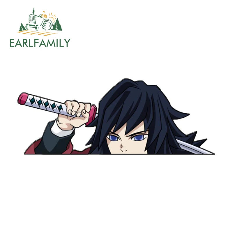 EARLFAMILY The Muscle Ninja Mouse Car Sticker Vinyl Anime Peeker Decal Cartoon Car Styling JDM Car Accessories