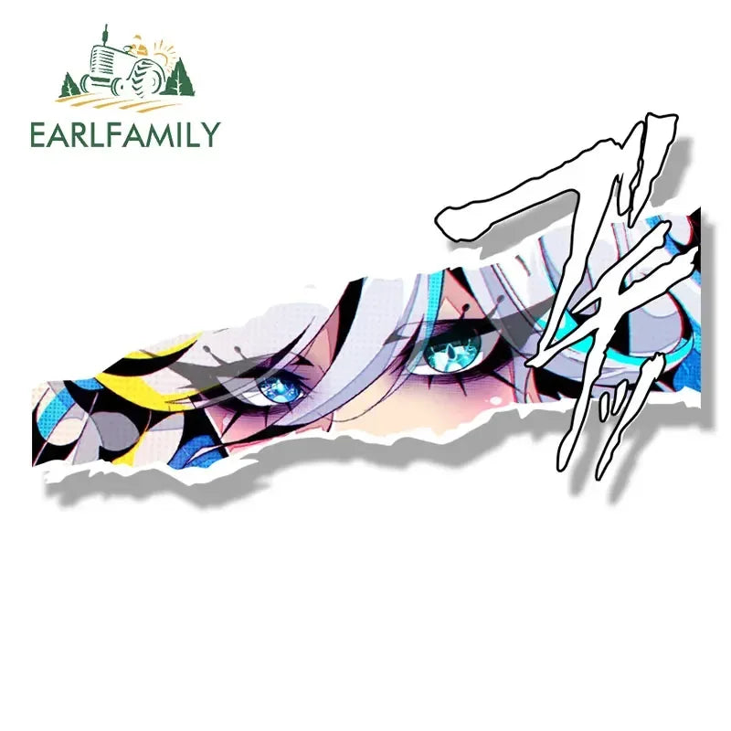 EARLFAMILY Gothic Furina Fanart Car Sticker Anime Genshin Impact Sketch Waifu Decal JDM Gyaru Girl Peeker Sticker Car Wrap