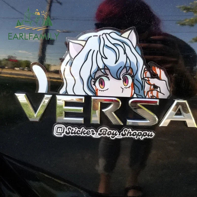 EARLFAMILY 13cm x 7cm Neferpitou Peeker Car Sticker Anime Big Head Decal JDM Car Window Motorcycle Helmet Decoration Car Wrap
