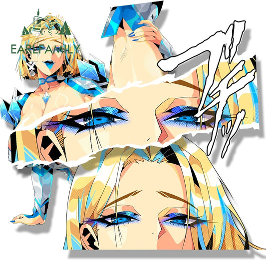 EARLFAMILY Senpai Emma Frost Fanart Car Sticker Chibi Big Head Sketch Waifu Decal JDM Cartoon Peek Girl Graffiti Slap Stickers