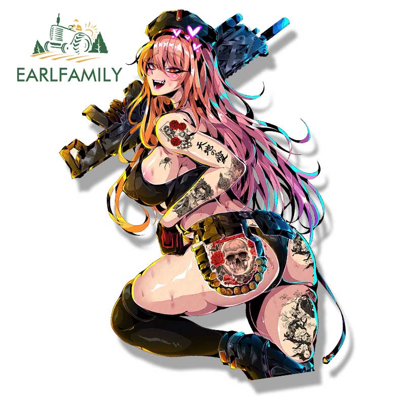 EARLFAMILY Gothic Tattoo Rapi Peek Fanart Car Sticker Cartoon Anime Sketch Waifu Decal Peeker Girl Graffiti Stickers Car Wrap