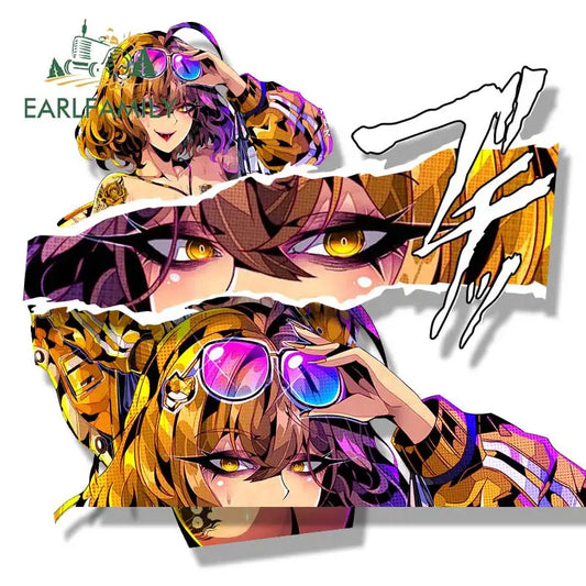 EARLFAMILY Bikini Anis Peek Fanart Car Sticker Sparkling Summer Sketch Waifu Decal Cartoon Gyaru Tattoo Girl Graffiti Stickers