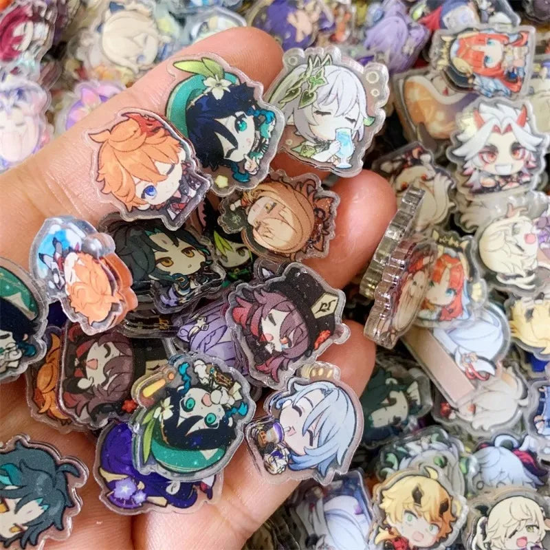 100Pcs Random Genshin Impact Acrylic Patch DIY Bag Jewelry Crafts Accessories for Keychain Brooch Phone Case Anime 2cm Ornament