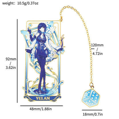26 Styles Delicate Genshin Impacts Figure Creative Metal Bookmarks for Books Lover Gifts Game Fans Collection for Friends