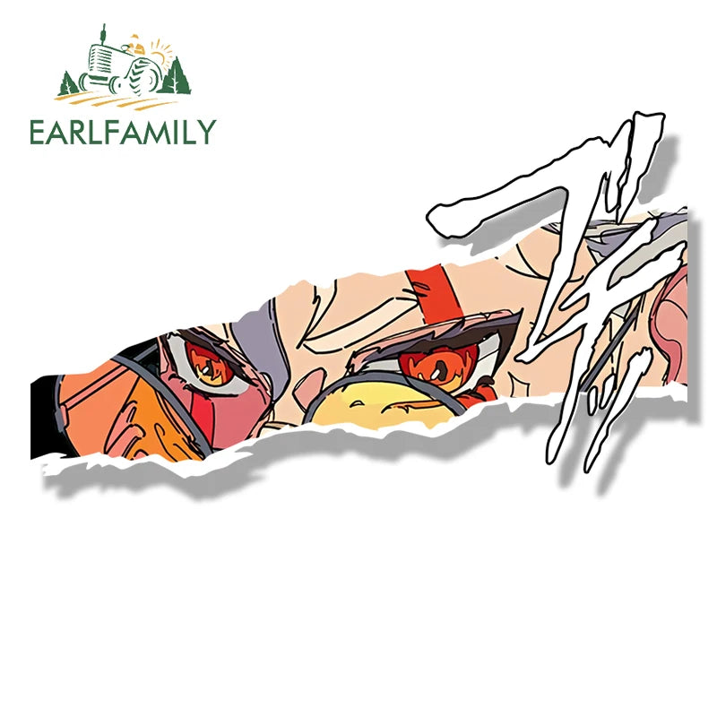EARLFAMILY Streetwear Okarun Fanart Car Sticker Hot Anime Turbo Granny Cat Decal JDM Graffiti Helmet Peek Stickers Car Wrap