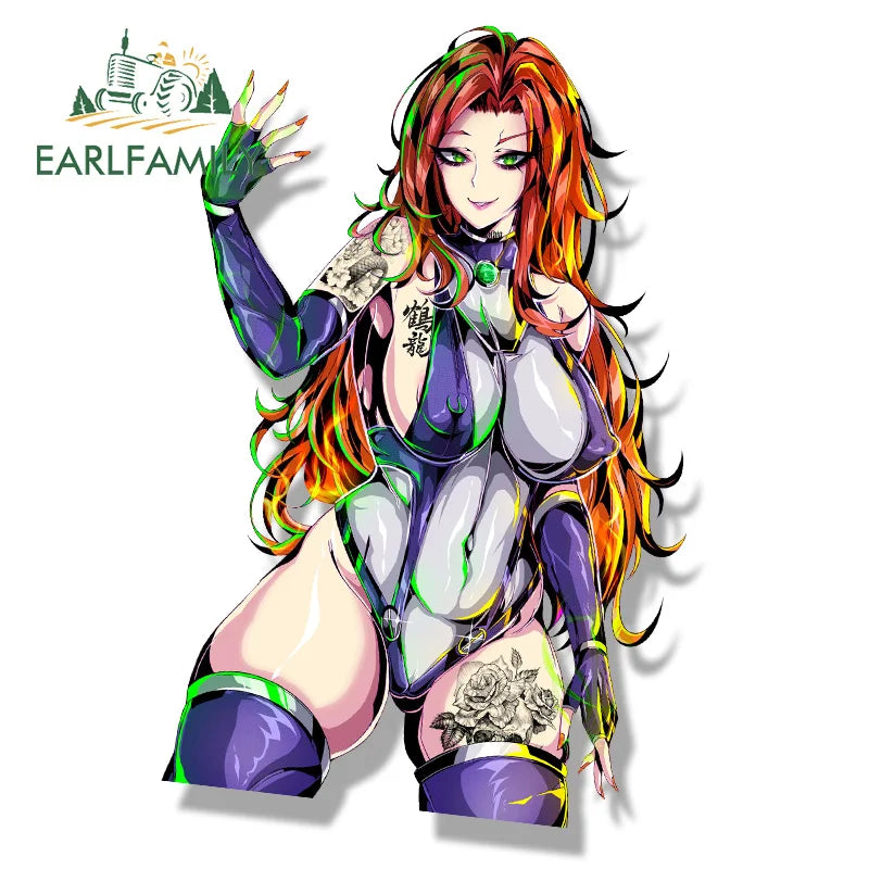EARLFAMILY Ahegao Uzaki Tsuki Fanart Car Sticker Hot Anime Waifu Decal Chibi Big Head Peek Girl Graffiti Cartoon Slap Stickers