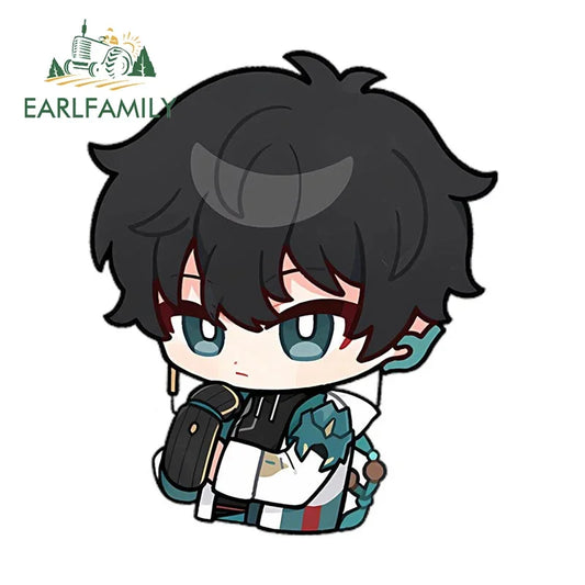 EARLFAMILY Chibi Dan Heng Car Sticker Funny Big Head Anime Honkai Star Rail Decal JDM Motorcycle Car Racing Graffiti Decoration