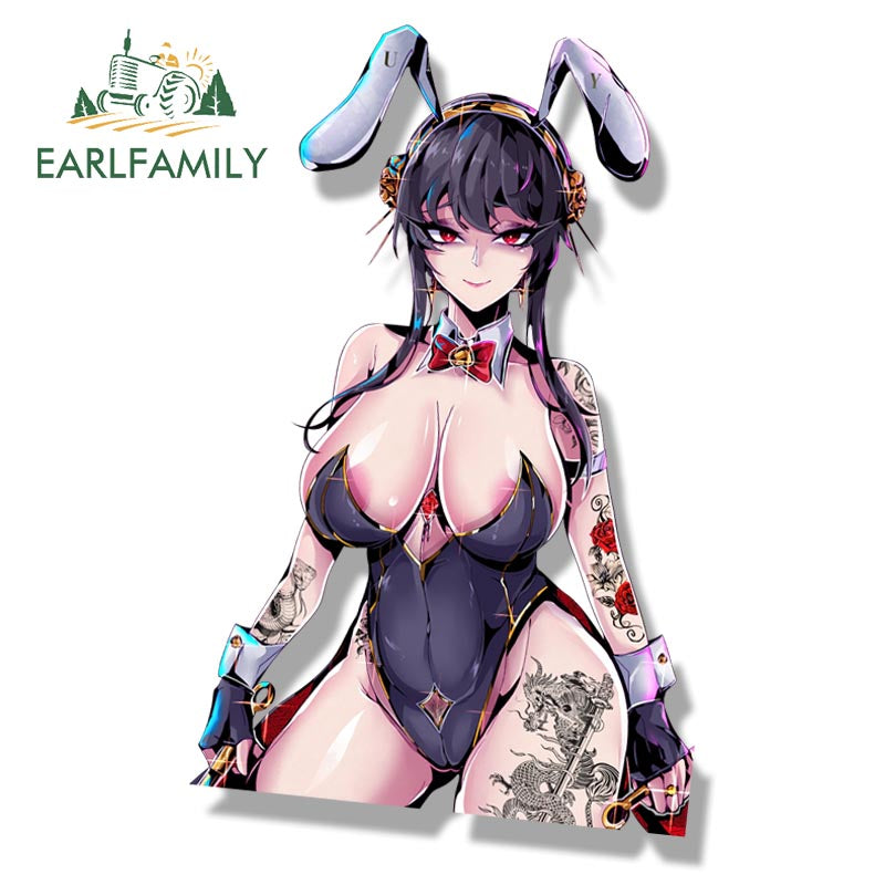 EARLFAMILY Gothic Yor Forger Fanart Car Sticker Anime Sketch Waifu Decal JDM Cartoon Peeker Killer Sticker Car Wrap