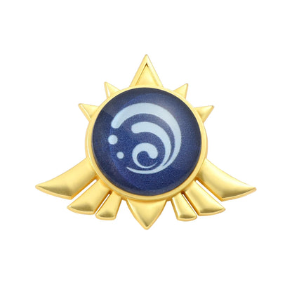 Genshin Impact Brooch – Luminous 7 Element Vision Badge, Metal Anime Pin Prop for Cosplay, Collectible & Gifts