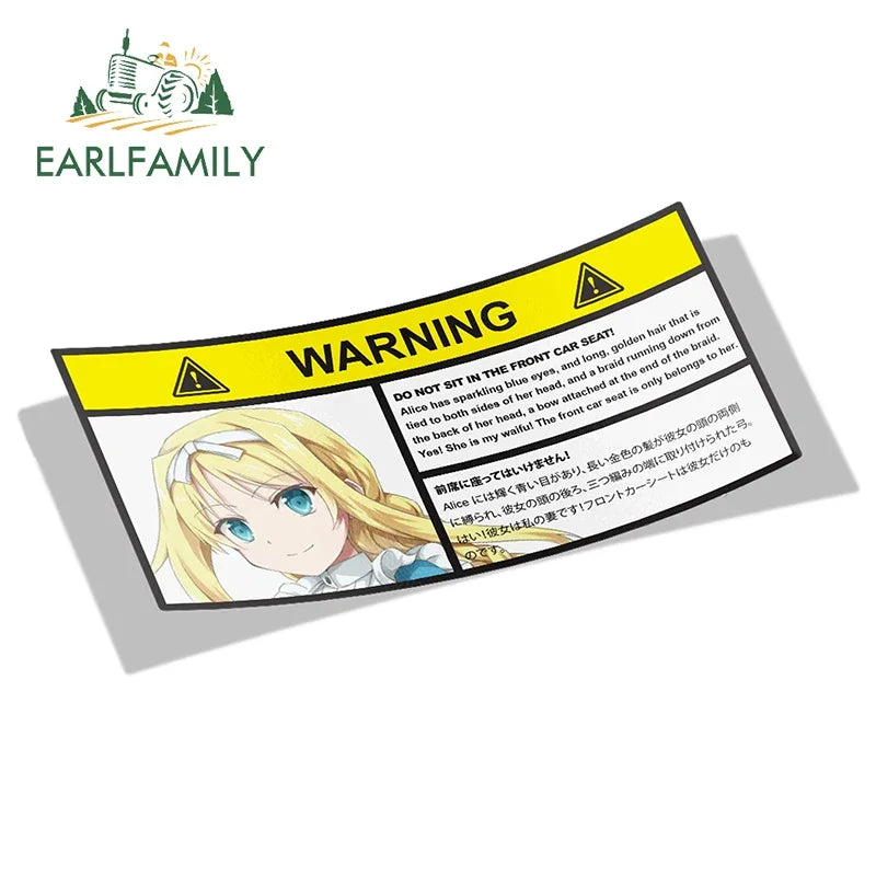 EARLFAMILY 13cm x 7.3cm Cartoon Girl Car Stickers for Warning Slap Stickers Anime Vinyl Car Window Bike Decal Car Accessories