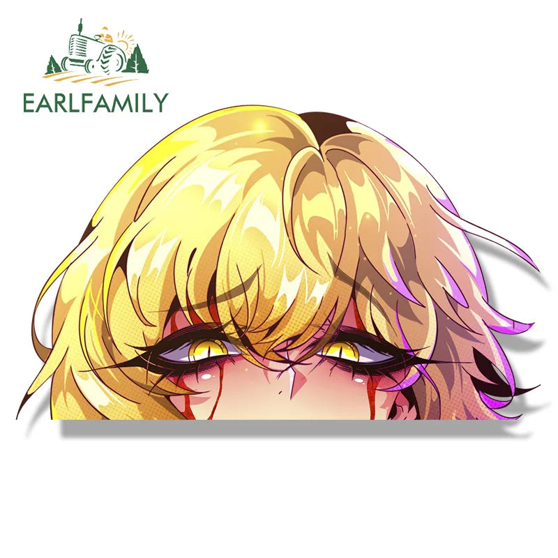 EARLFAMILY Ahegao Falin Fanart Car Sticker Dungeon Meshi Chibi Big Head Waifu Decal Gyaru Graffiti Peek Girl Stickers